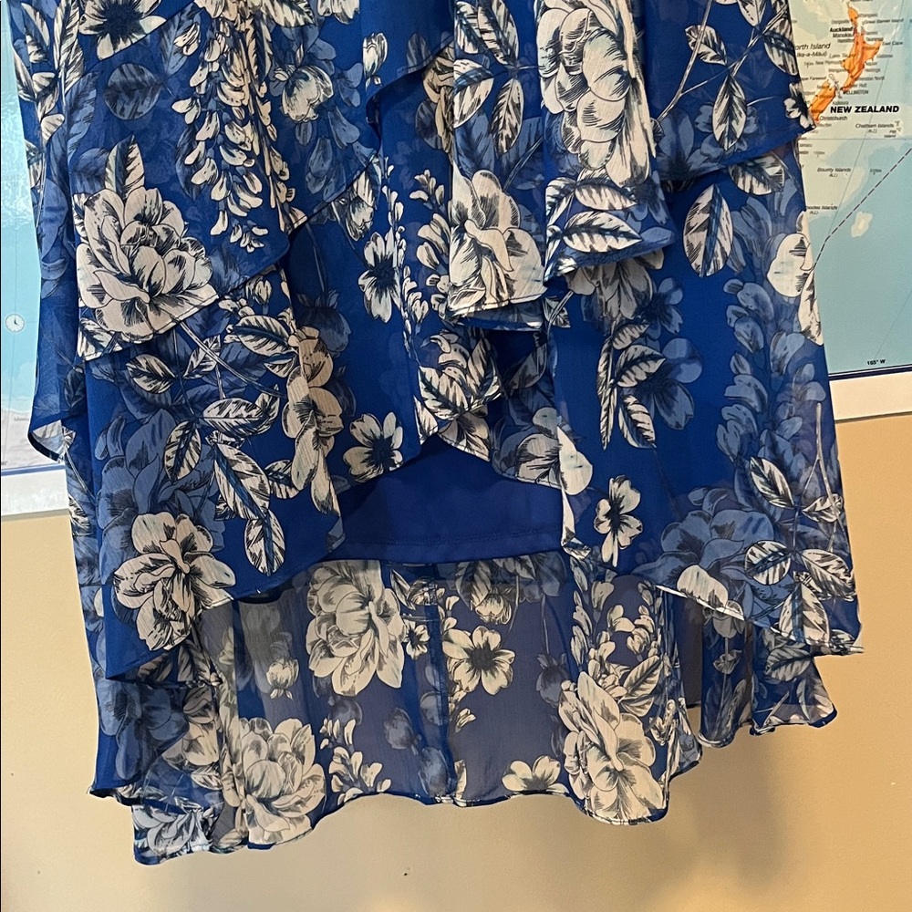 London Times Blue Floral High Low Dress - Picture 4 of 7